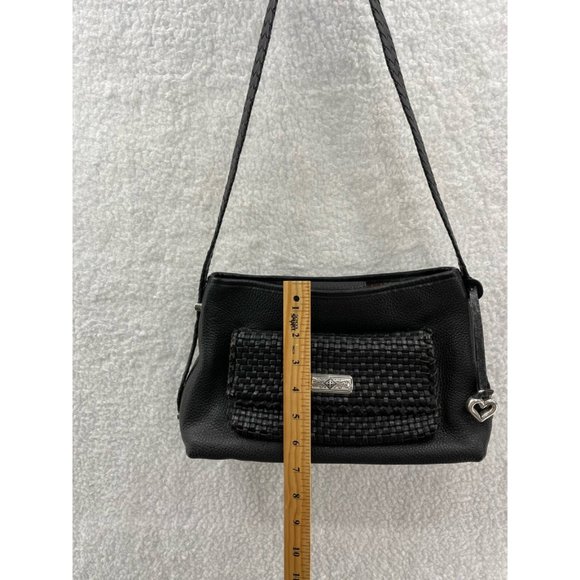 Brighton Womens Shoulder Bag Black Leather Magnetic Basket Weave S - Picture 8 of 12
